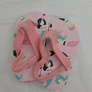 Mermaid Toddler Flip Flops Pink Elastic Size 23 Euro 7-7.5